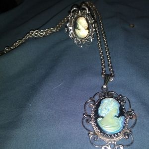 Whiting & Davis Cameo matching necklace and ring